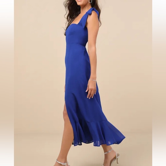 Lulu's Blue Midi Dress - Picture 3 of 9